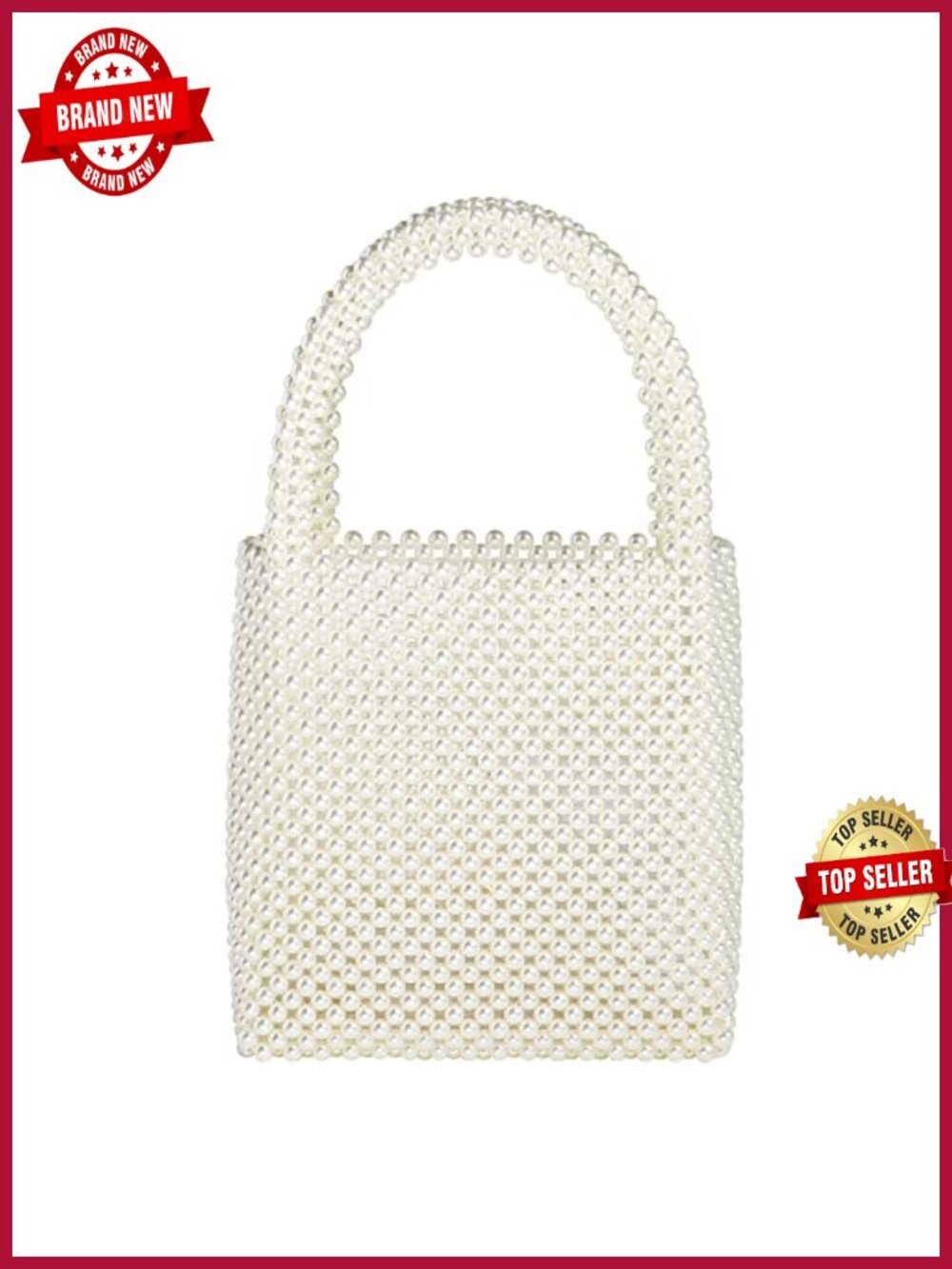 White Pearl Clutch Purse Evening Bag Handbag Tote With Pearls